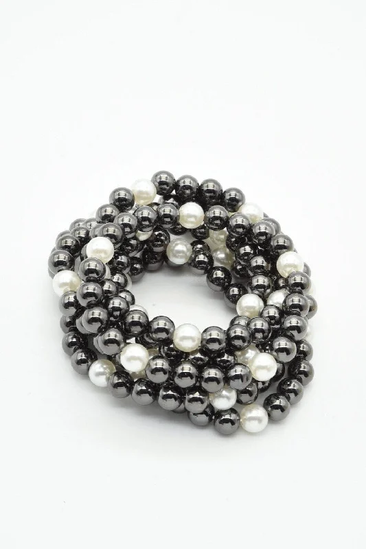 CB2211 8mm CCB Pearl Stretch Bracelet Set