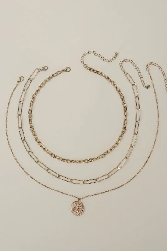 CN4262 Multi Layer Chain Necklace Set With Pendant