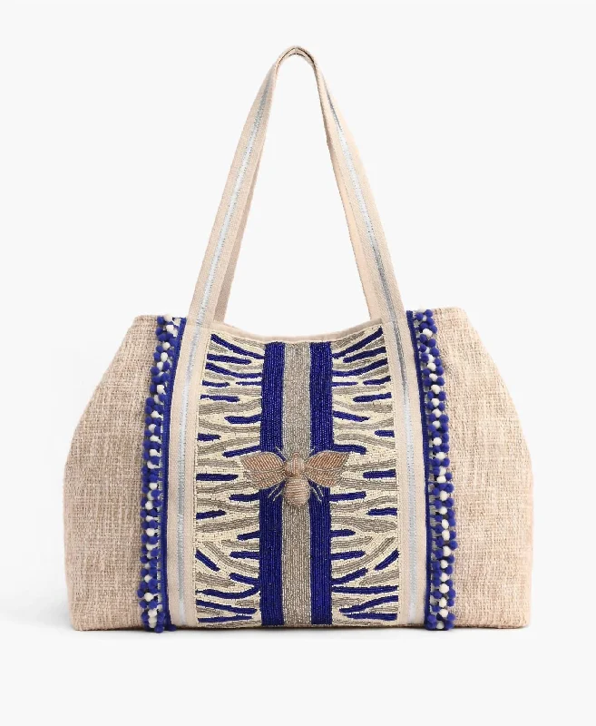 Embellished Tote Bag In Beige