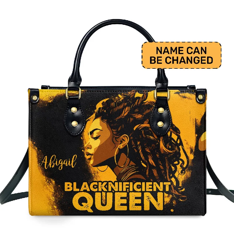 Blacknificient Queen - Personalized Leather Handbag STB11A