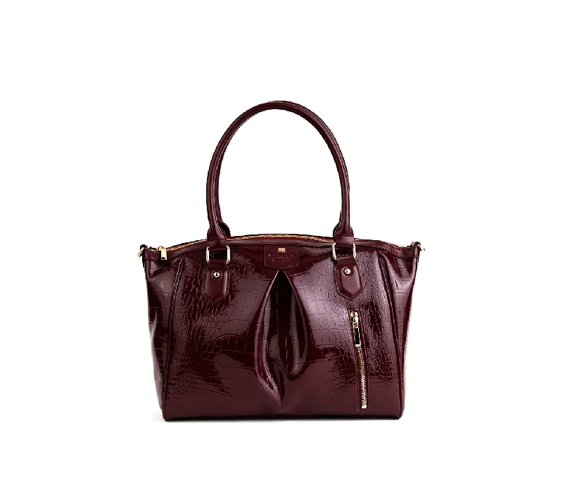 Gunas New York Madison Burgundy Croc Vegan Shoulder Bag