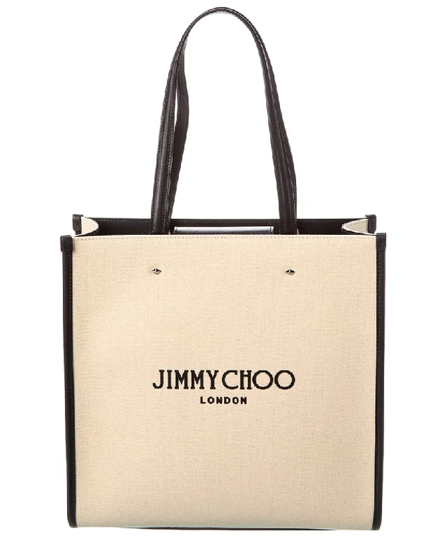 Jimmy Choo North South Canvas & Leather Tote