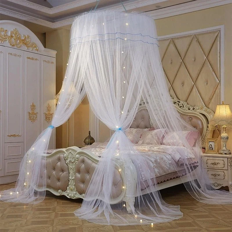 Lace Round Hoop Canopy Bed Curtains