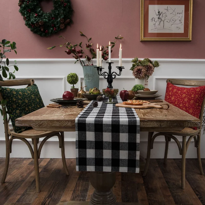 Luxy Moon Buffalo Plaid Table Home Party Black And White Runner