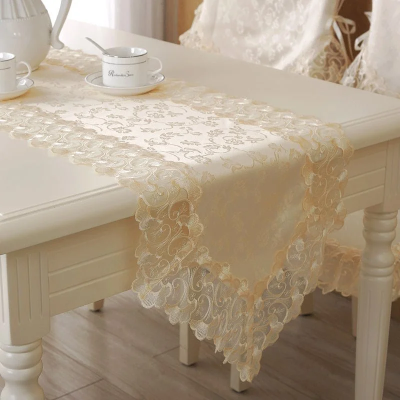 Luxy Moon Elegant Mondern Lace Floral Table Runner Wedding Party Decor