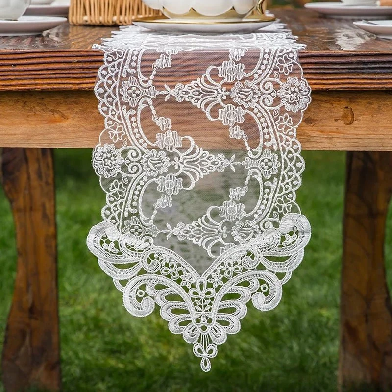 Luxy Moon Farmhouse Table Runner Elegant Lace Party Wedding Table Covers