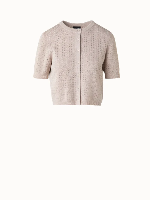 Short Sleeve Knit Cardigan in Silk Cotton