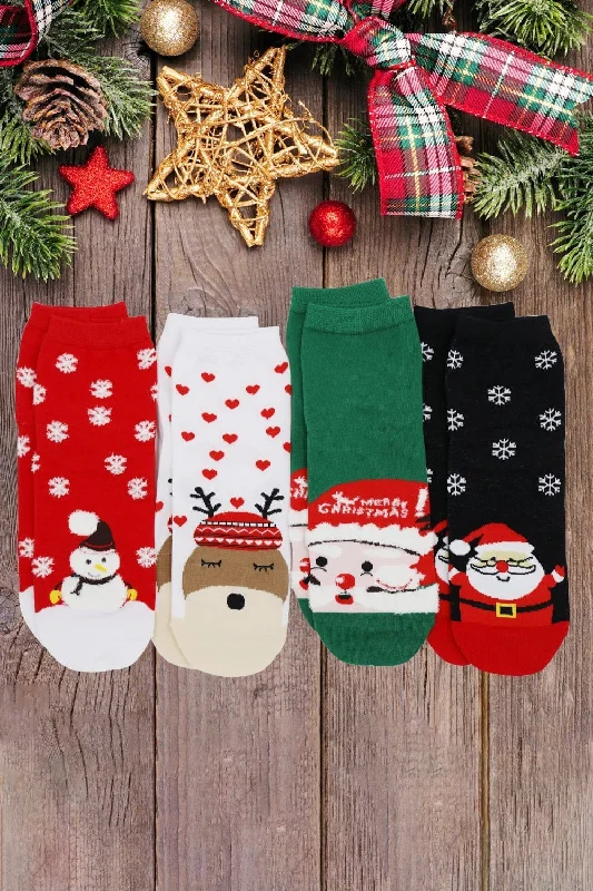 SS1007 Assorted Fuzzy Christmas Socks 12 Piece Pack