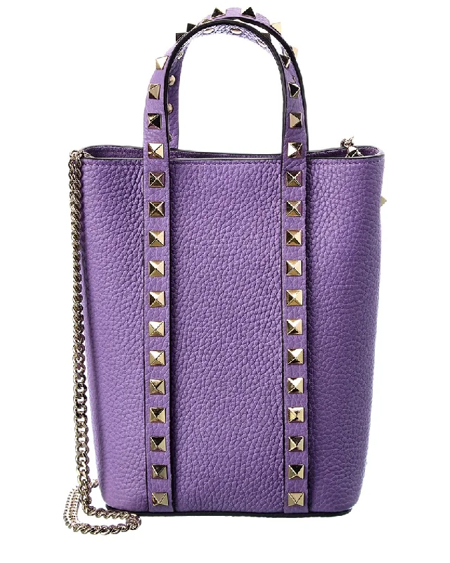 Valentino Rockstud Grainy Leather Tote