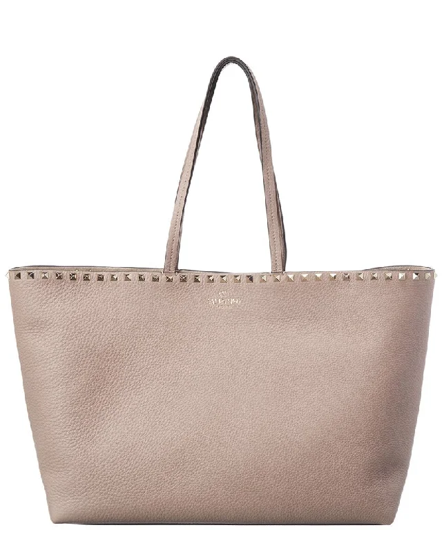 Valentino Rockstud Large Grainy Leather Shopper Tote