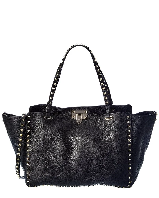 Valentino Rockstud Medium Grainy Leather Tote