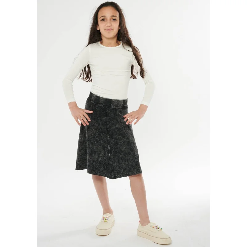 Girls A-Line Ribbed Stonewash Skirt