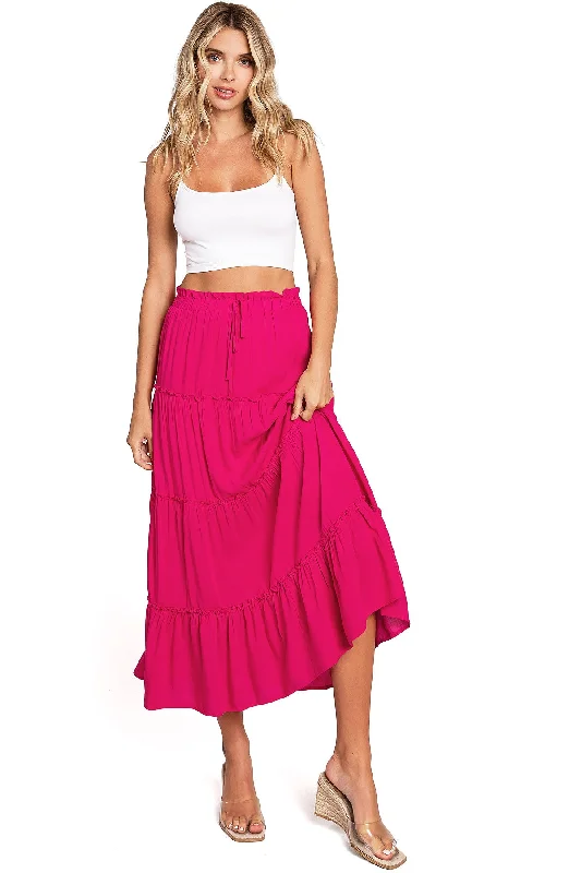 Shirred Midi Skirt